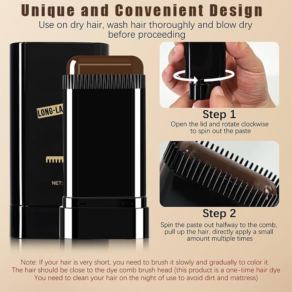 Hairdressing Wand Instant Root Touch-Up – Natural Black Hair Color Stick for Gray Hair Coverage (20g)