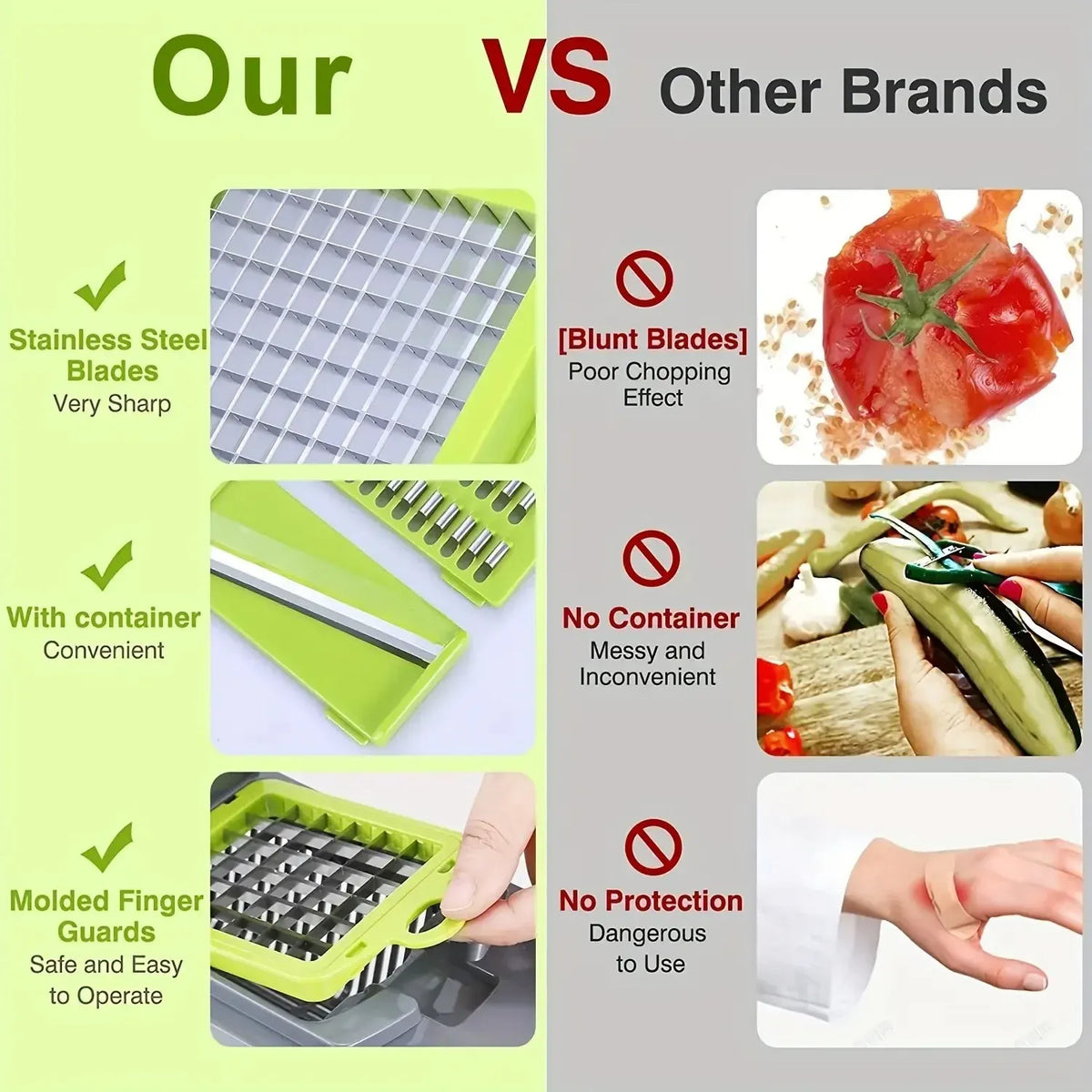 Vegetable chopper interchangeable blade set