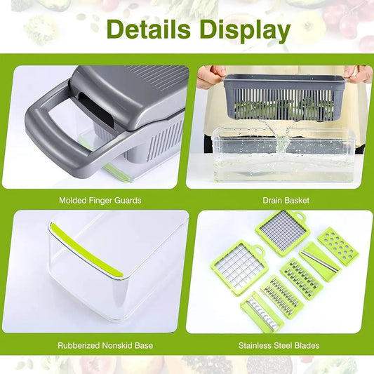 Vegetable chopper in use slicing vegetables