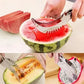 Watermelon slicer in use on a whole watermelon
