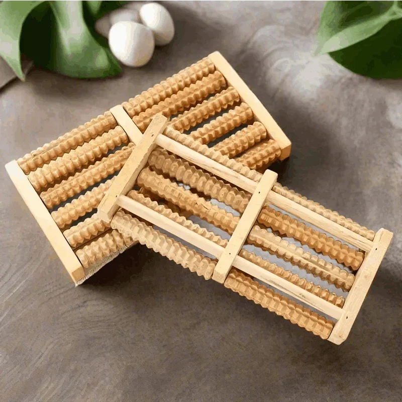 Wooden Foot Roller Massager – Manual Reflexology Foot Massage Tool