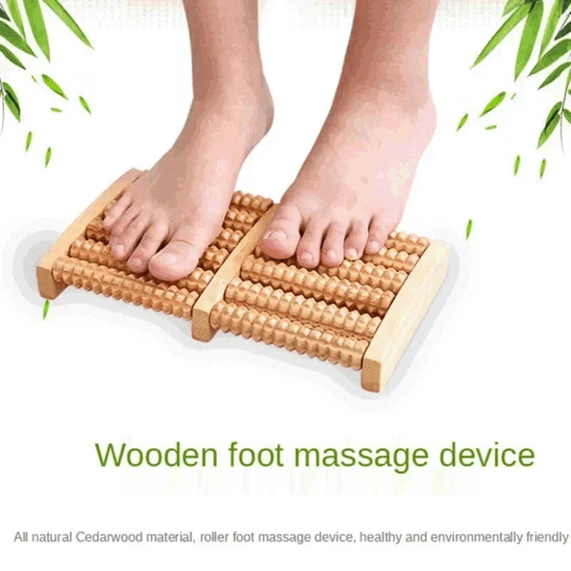 Wooden Foot Roller Massager – Manual Reflexology Foot Massage Tool