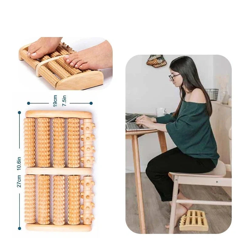 Wooden Foot Roller Massager – Manual Reflexology Foot Massage Tool