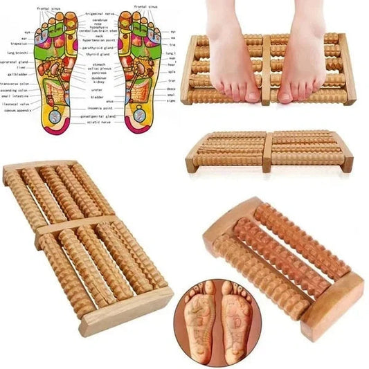 Wooden Foot Roller Massager – Manual Reflexology Foot Massage Tool