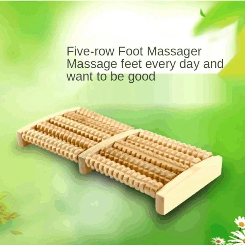 Wooden Foot Roller Massager – Manual Reflexology Foot Massage Tool